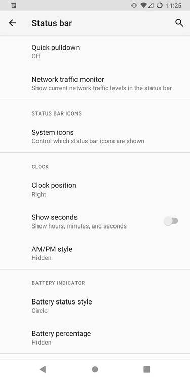 LineageOS 18.1 status bar settings