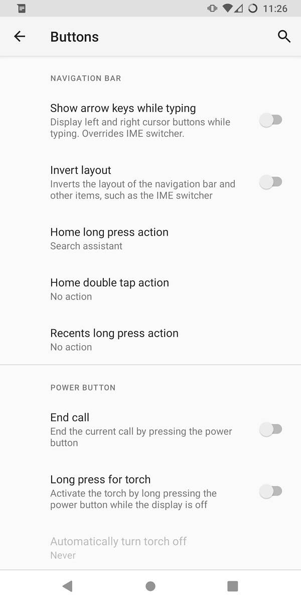 LineageOS 18.1 button settings