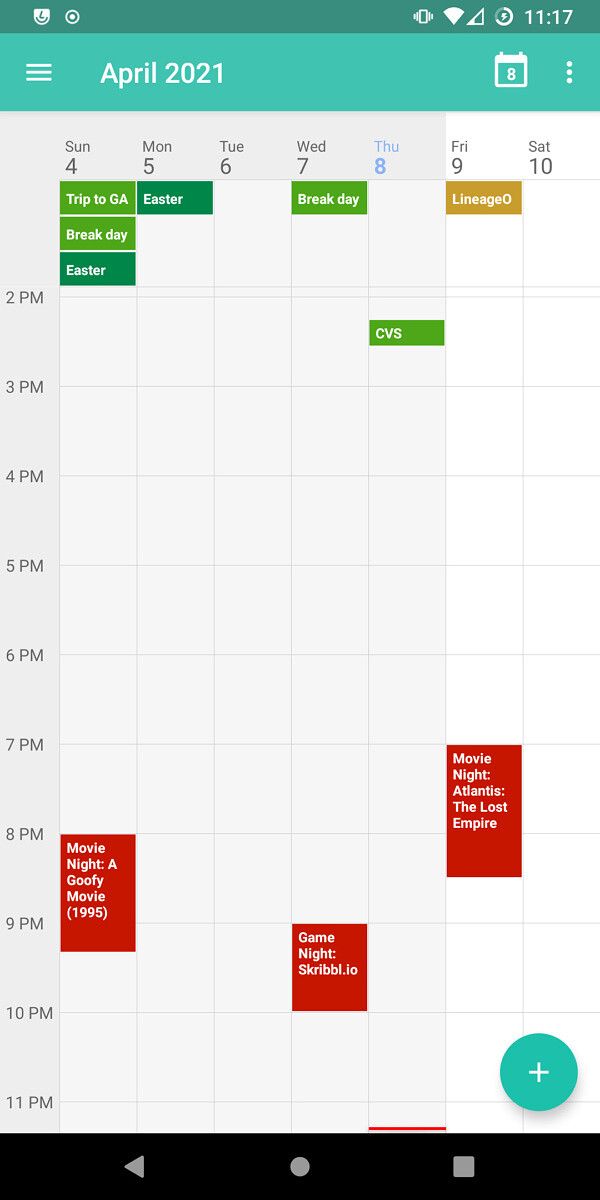 Calendar app on LineageOS 18.1