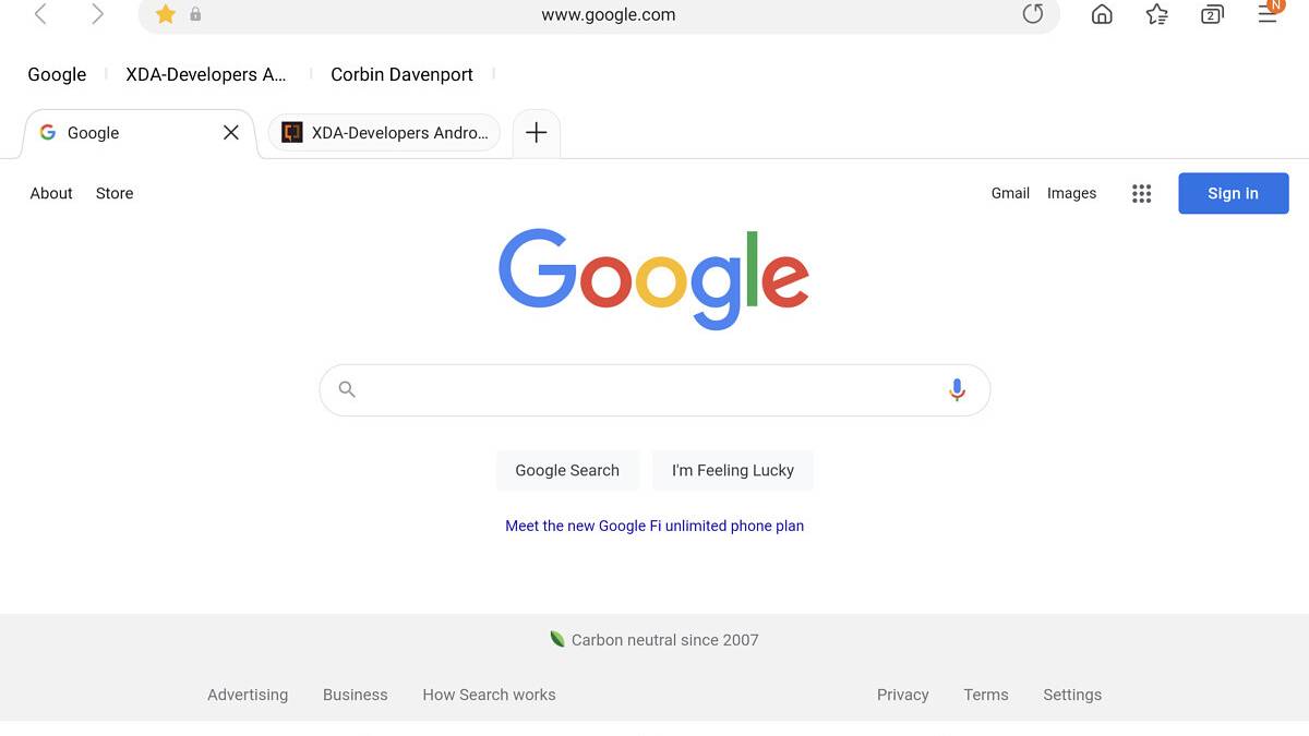 Samsung Internet bookmarks bar