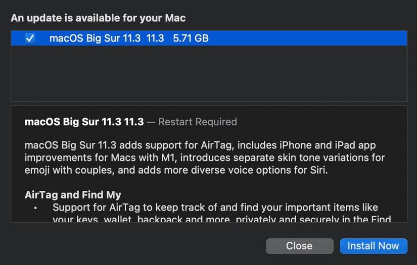 macOS 11.3 update