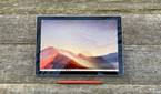 A photo of a Surface Pro 7 with Poppy Red Surface Pen