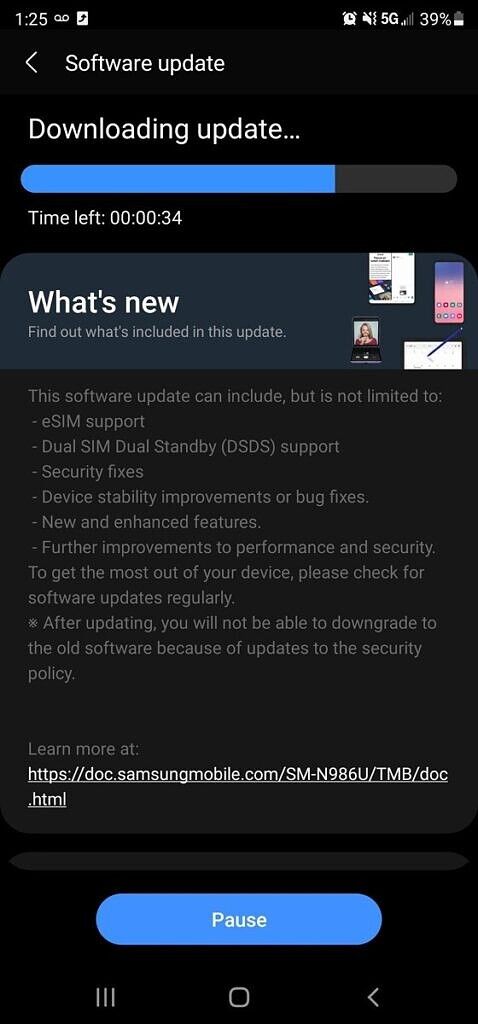 T-Mobile's Galaxy Note 20 Ultra gets an update with eSIM support