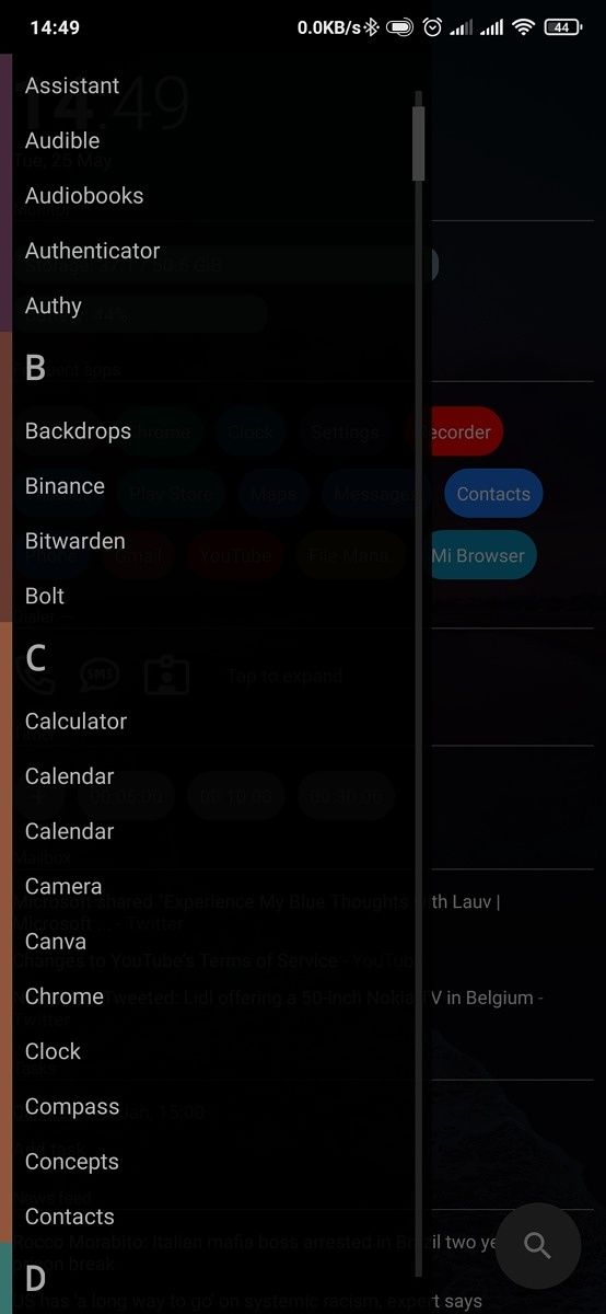 AIO launcher minimal app list