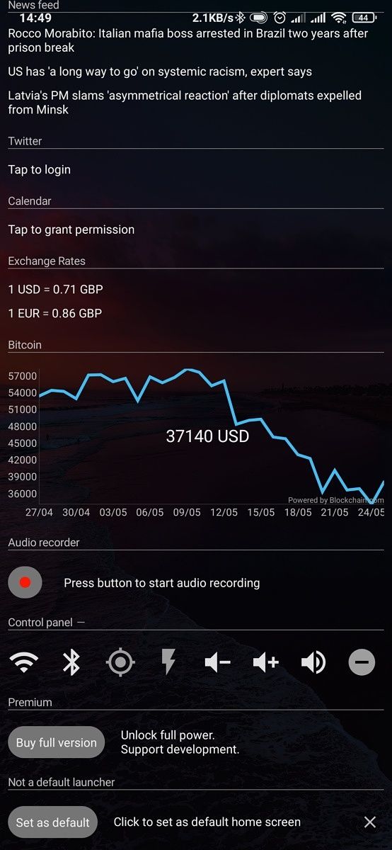 AIO launcher information-packed sections