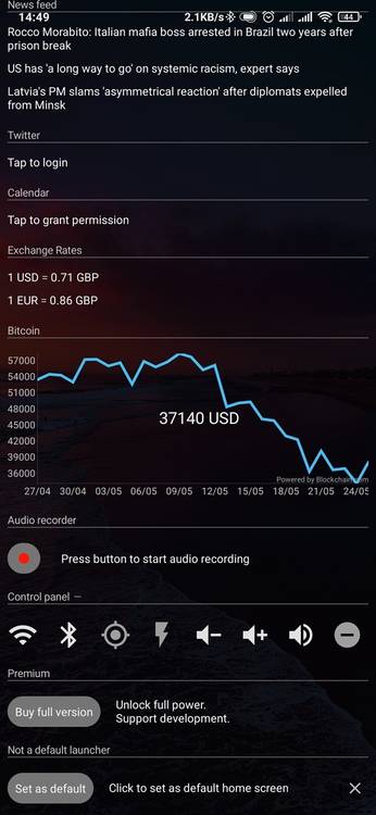 AIO launcher information-packed sections