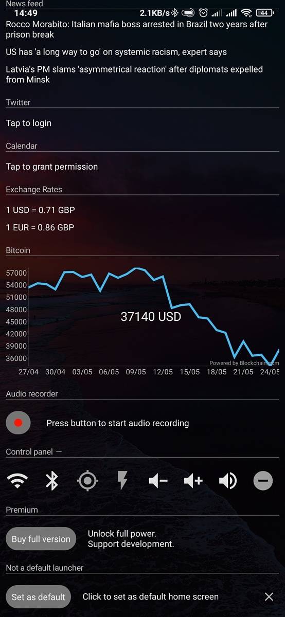 AIO launcher information-packed sections