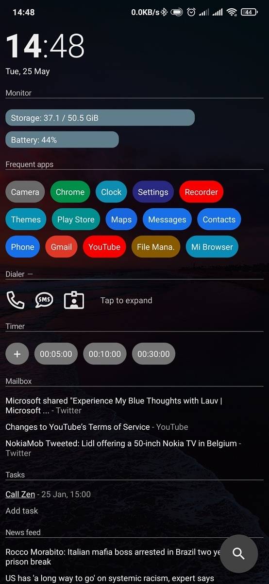 AIO launcher home screen layout