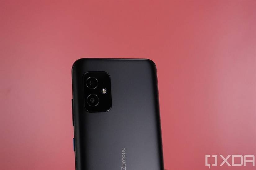 ASUS ZenFone 8 against a pink backdrop