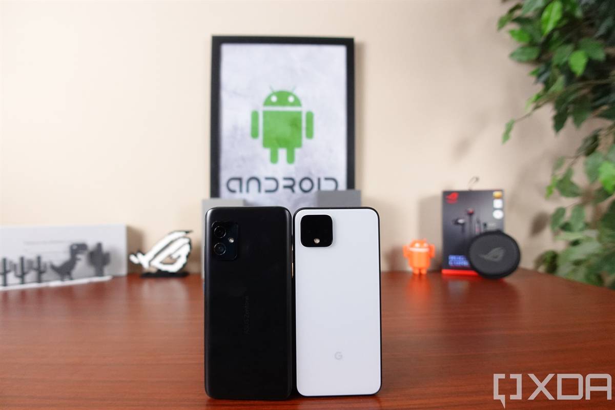 ASUS ZenFone 8 next to Google Pixel 4