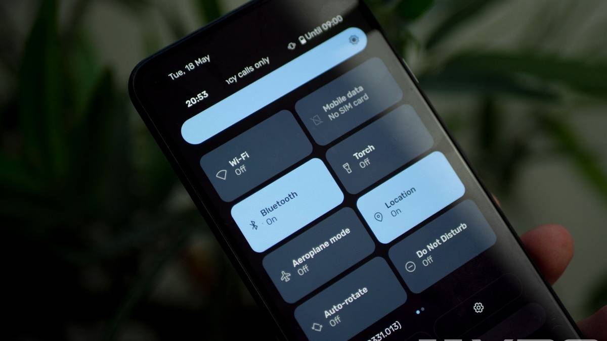 Android 12 on the Google Pixel 5 showing the new quick settings