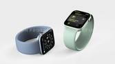Leaked render of the Apple Watch Series 7 with green and blue straps