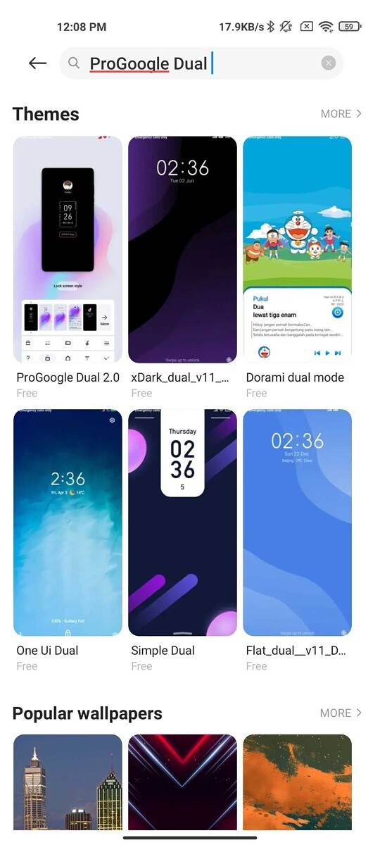 Search for a supported theme within the Themes app