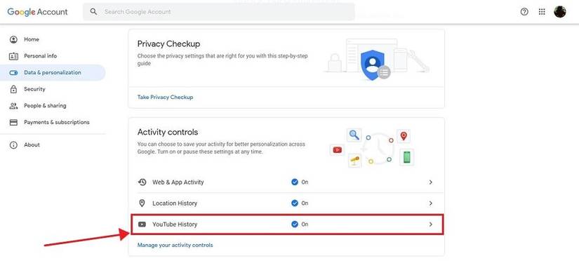 managing youtube history saved to your account