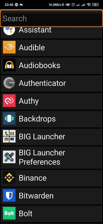 BIG launcher app drawer