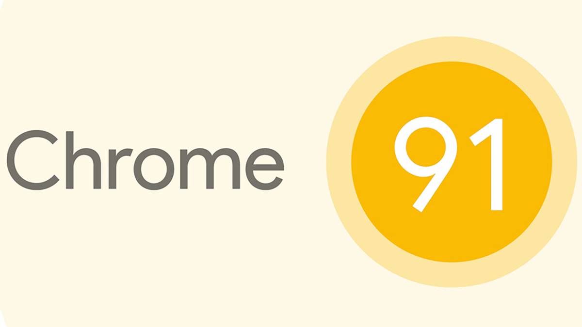 Google Chrome 91 update announcement poster with yellow background