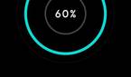 Custom charging screen with a blue circle, black background, and charging indicator in the center