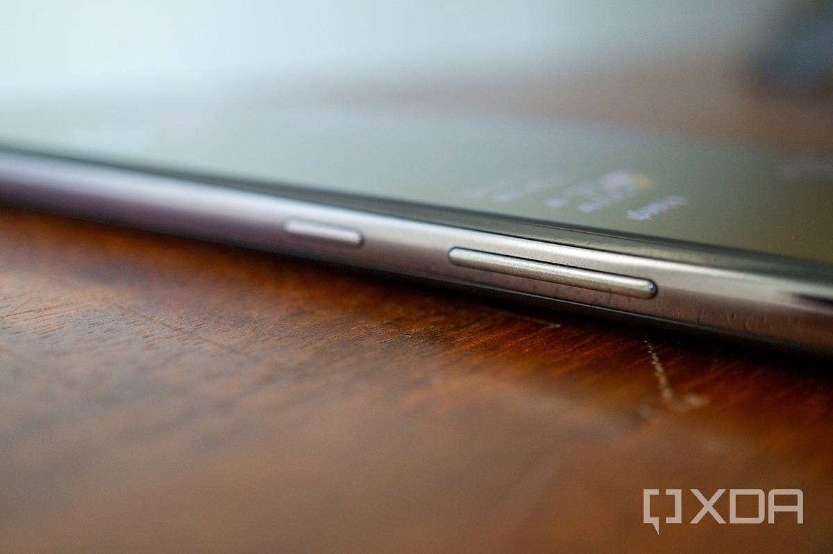 Side of the Galaxy A52 5G, showing the power and volume buttons