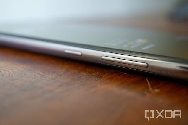 Side of the Galaxy A52 5G, showing the power and volume buttons