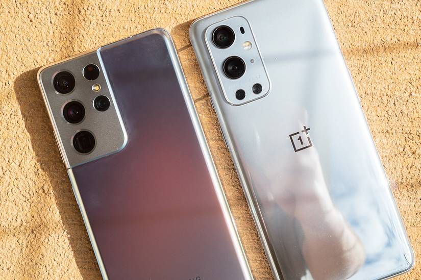 Galaxy S21 Ultra (left) versus OnePlus 9 Pro (right) camera closeup