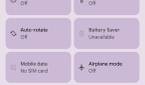 Automatically themed quick settings in Android 12 purple