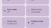 Automatically themed quick settings in Android 12 purple