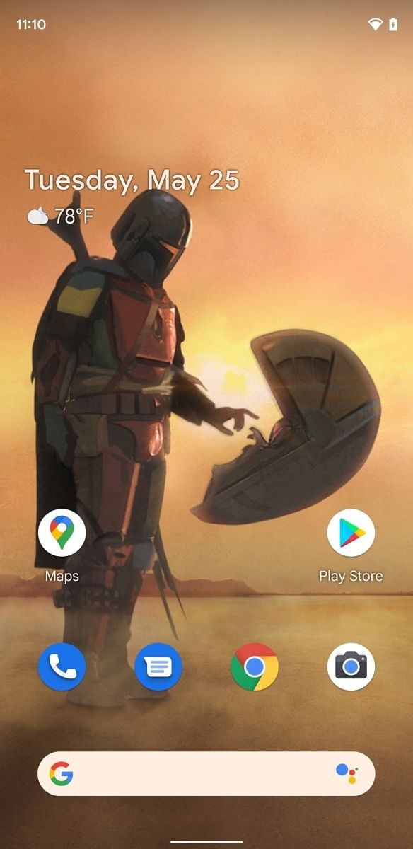 Screenshot showing Mandalorian wallpaper
