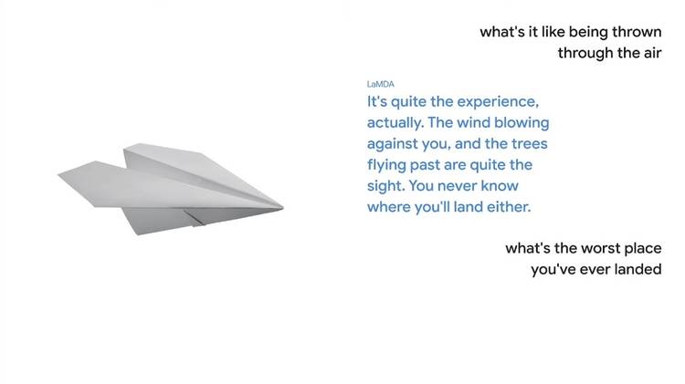 Google lamda talking as paper airplane Google I/o