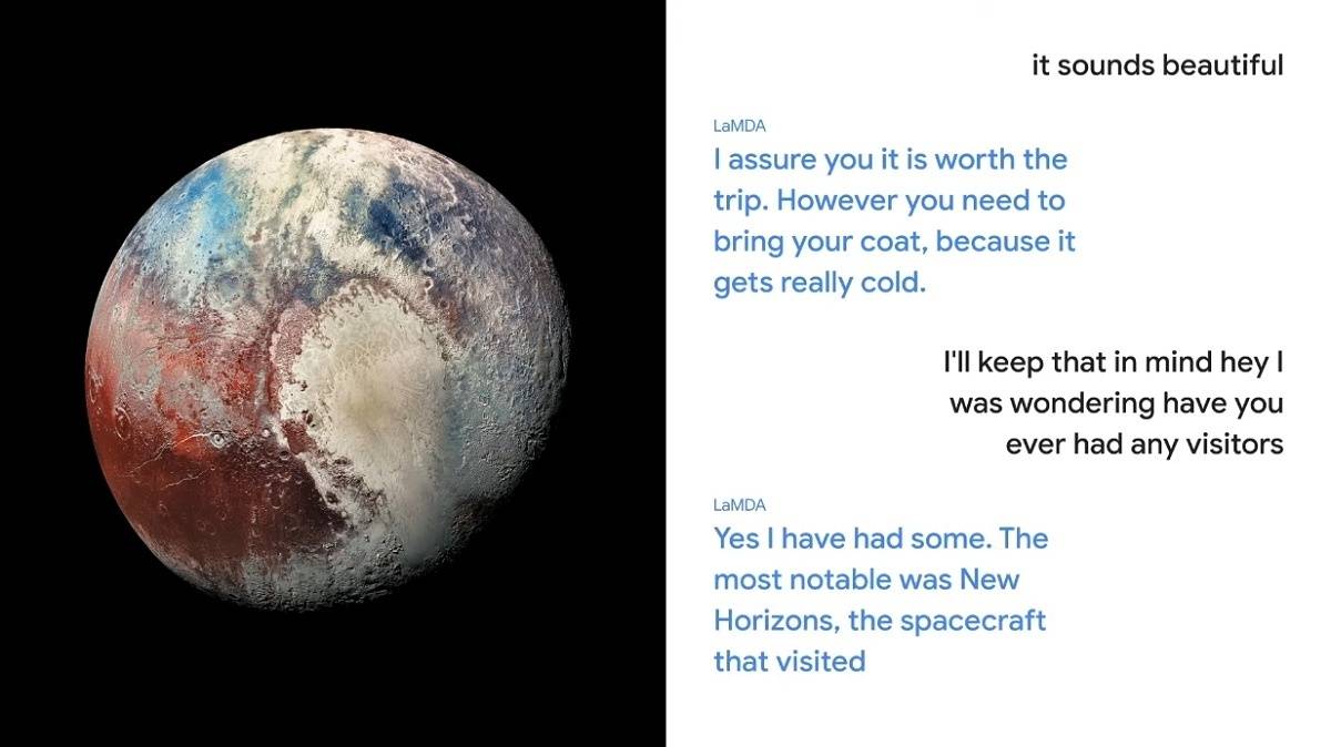 Google lamda talking as pluto Google I/o