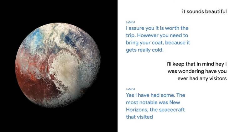 Google lamda talking as pluto Google I/o