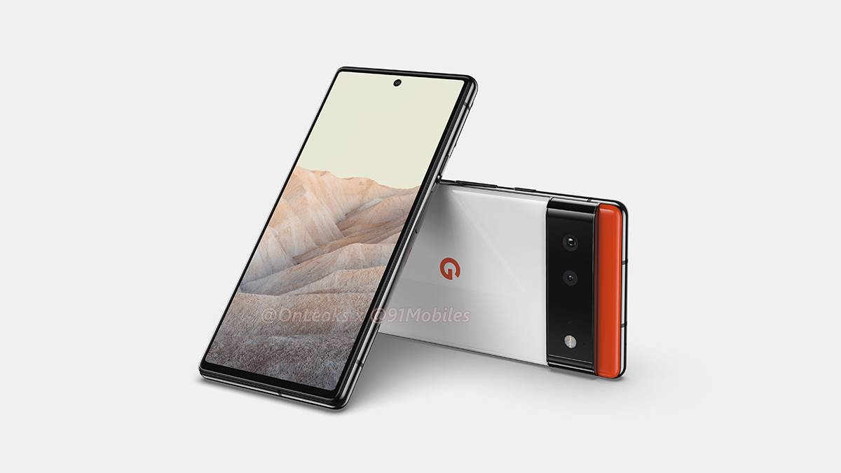 Leaked Pixel 6 render with one device resting on the other