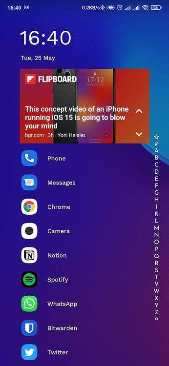 Niagara launcher home screen UI