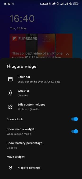 Niagara launcher customization options