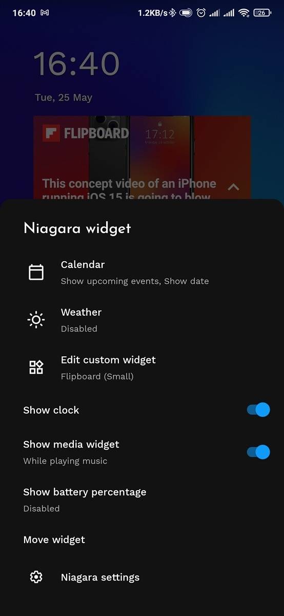 Niagara launcher customization options