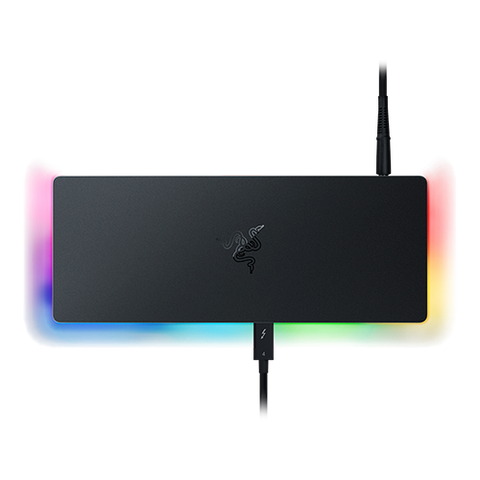 Razer Thunderbolt 4 Dock Choma in black top view with RGB 