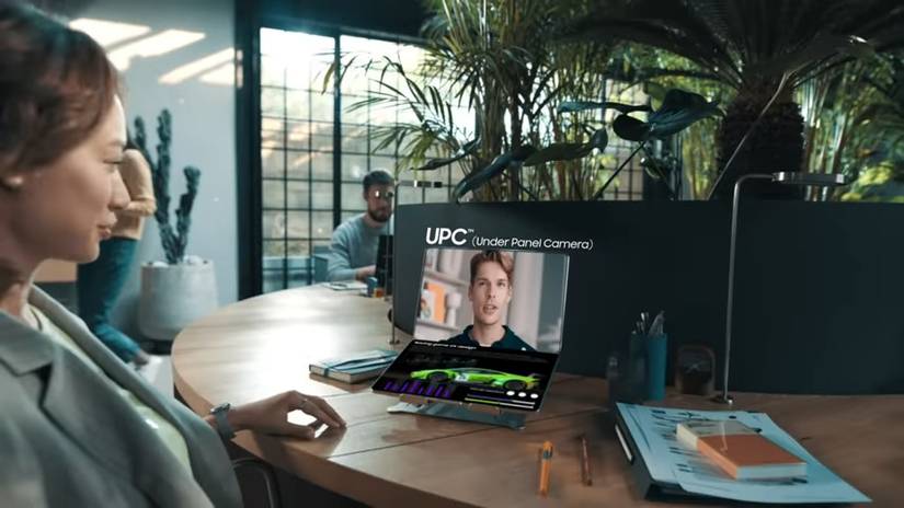 Samsung Display Under Panel Camera Laptop being used for video conferencing