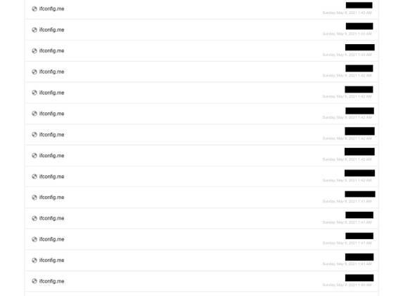 List of network requests to ifconfig.me