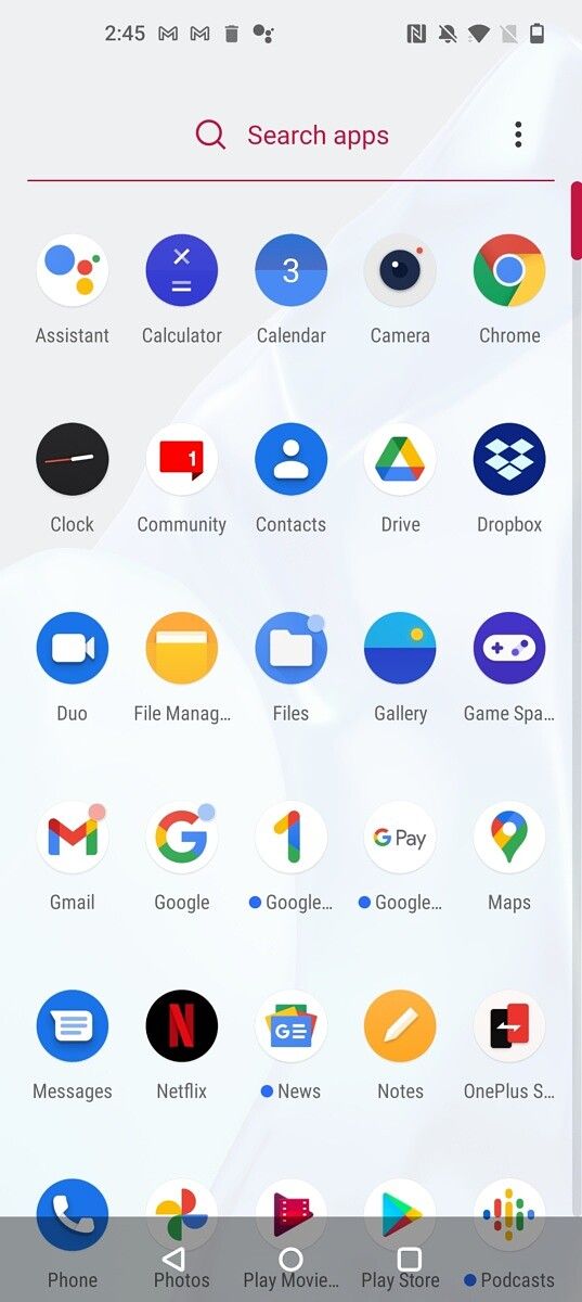 OxygenOS 11 launcher on OnePlus 9 Pro