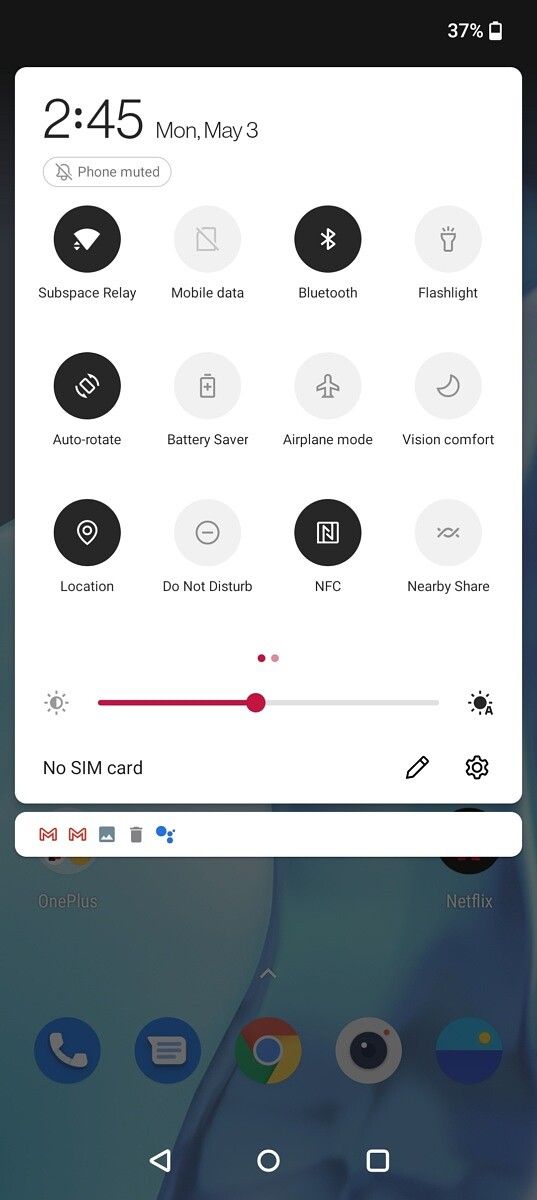 OxygenOS 11 Quick Settings on OnePlus 9 Pro