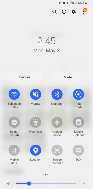 One UI 3.1 Quick Settings on the Galaxy S21 Ultra