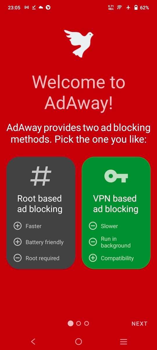 AdAway welcome screen