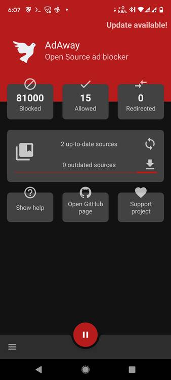 AdAway home screen