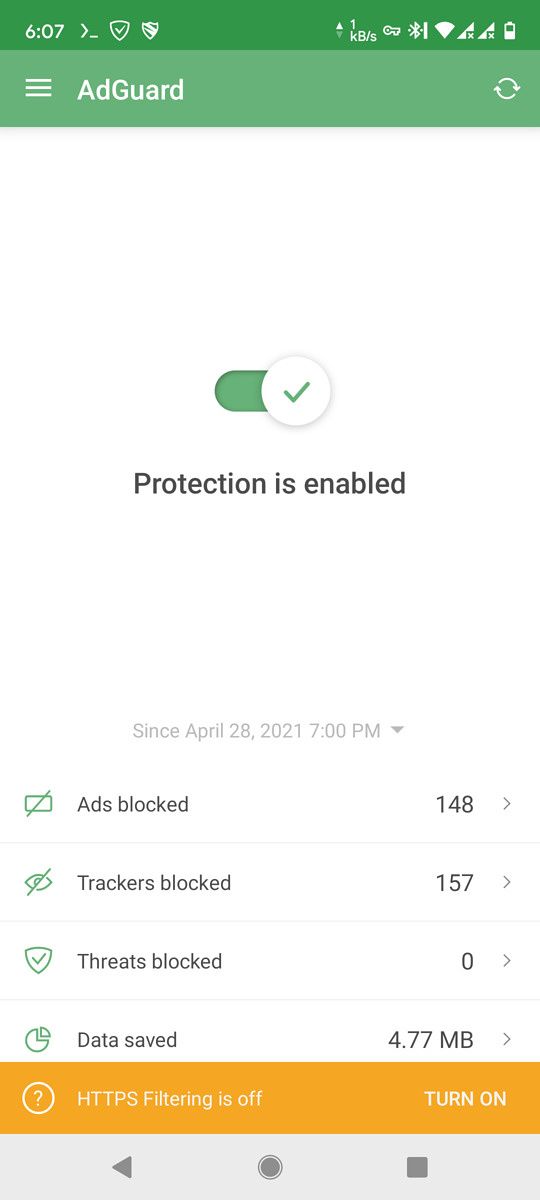 AdGuard home screen
