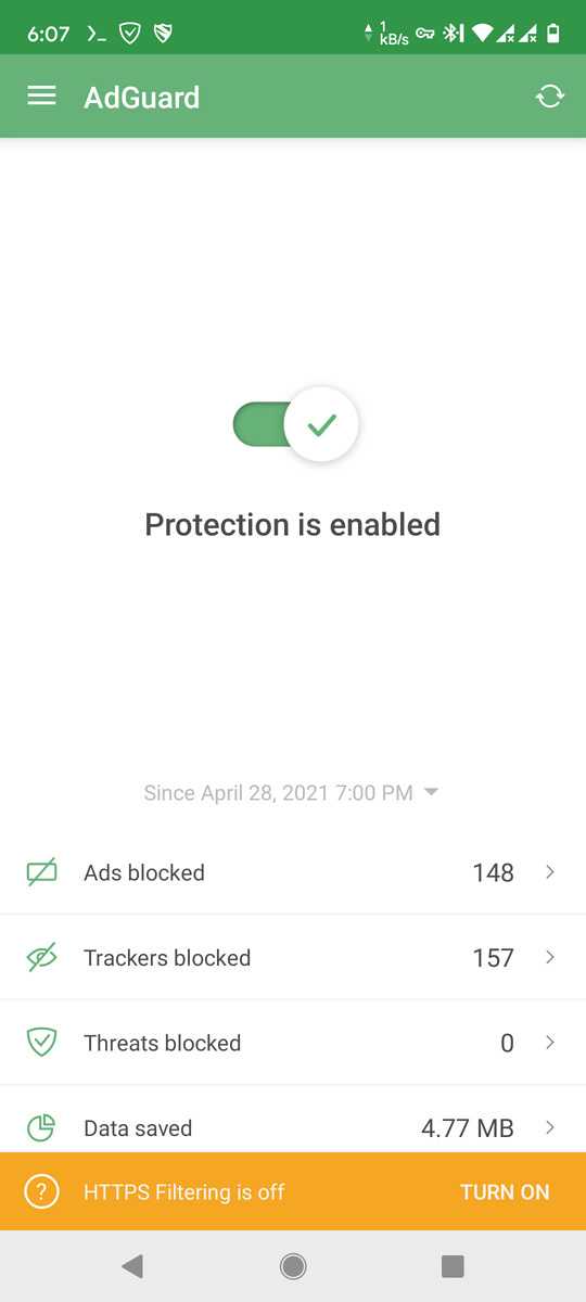 AdGuard home screen