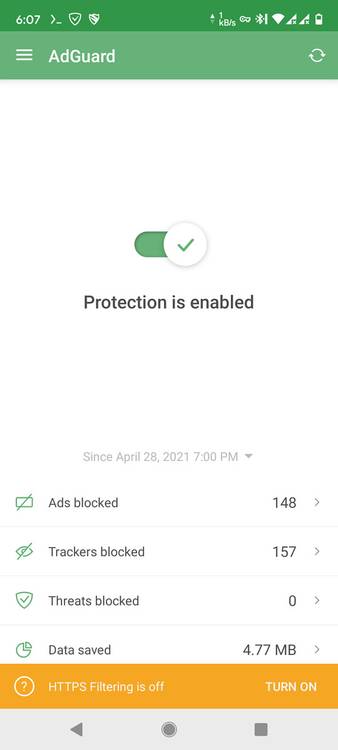 AdGuard home screen
