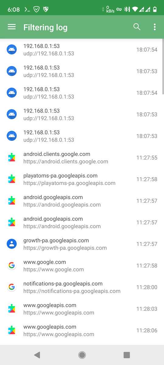 AdGuard filtering log