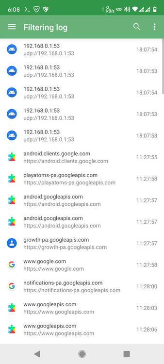 AdGuard filtering log
