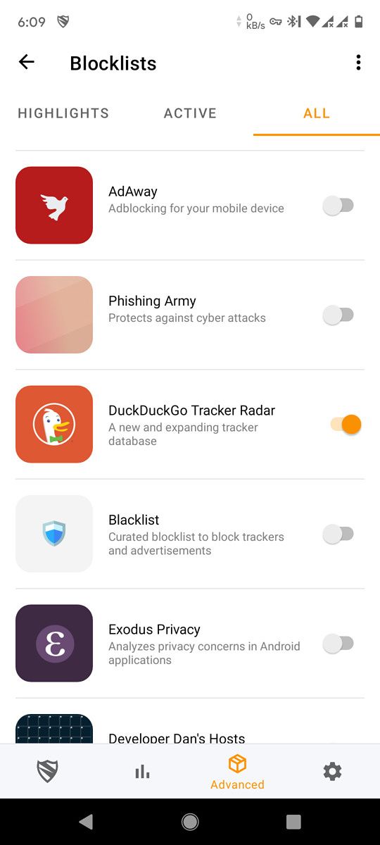 Blokada blocklists