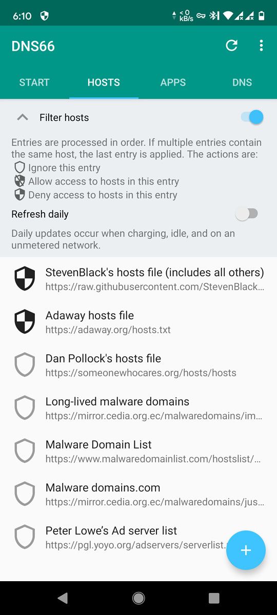 DNS66 DND servers