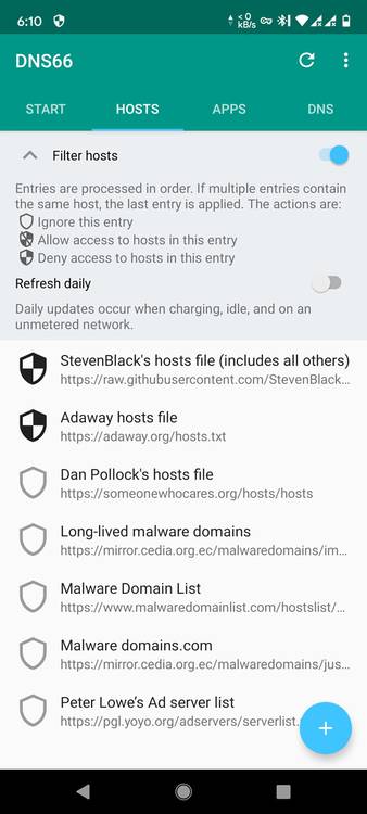 DNS66 DND servers